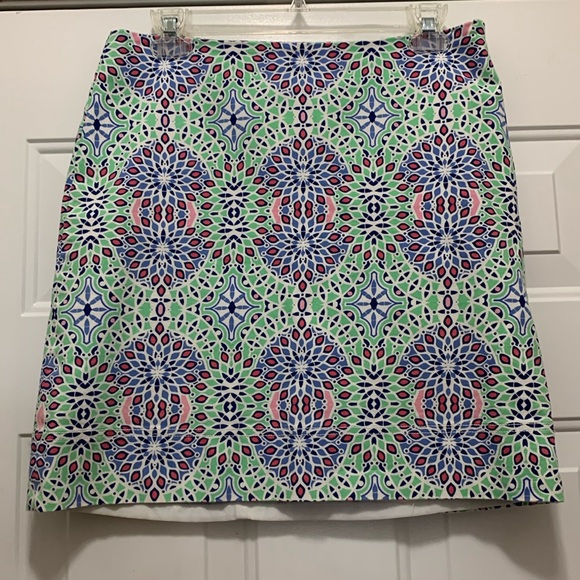 Talbots Dresses & Skirts - 3/$15 Talbots cotton size 8 petite green/blue geometric print skirt
